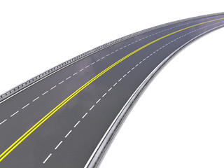 Road way in perspective over white background