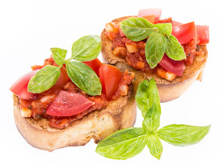Fresh Bruschetta on white