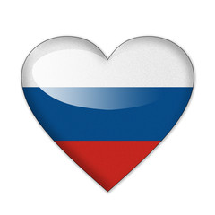 Fototapeta premium Russia flag in heart shape isolated on white background
