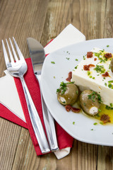 Block of Feta Cheese on a plate