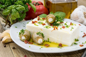 Block of Feta Cheese on a plate