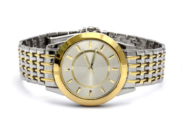 Gold wristwatch isolated on white 