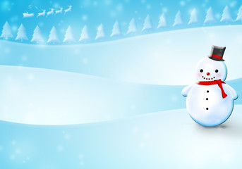 Snow man on Christmas background