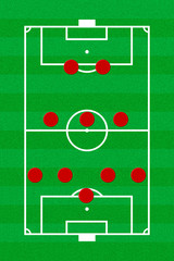 Soccer field layout with formation 5-3-2