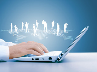 Computer keyboard and social media images