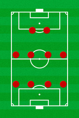 Soccer field layout with formation 4-4-2