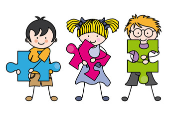 Child with puzzle pieces