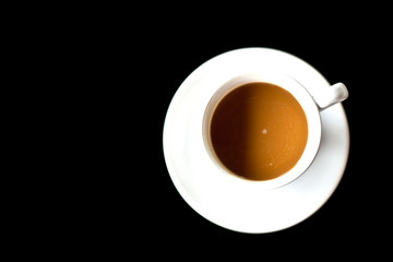 hot coffee on black background