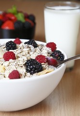 Breakfast with cereal and milk