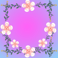 Flower of frame on color background