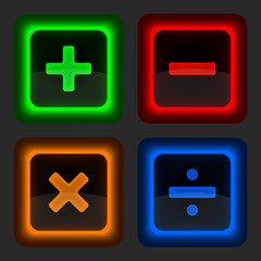Colored web button with math symbols.