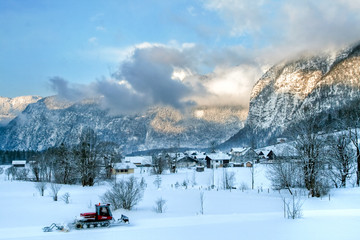 Cold and snowy winter in mountain Austria