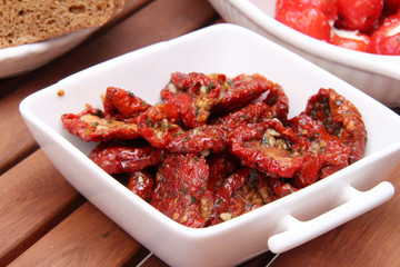 dried tomatoes, olives and peppers