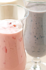 Blueberry, Strawberry and Banana milk shake
