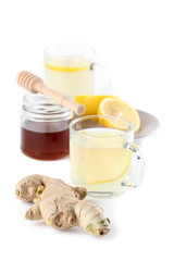 Ginger tea with honey and lemon