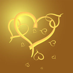 Gold heart  frame for valentine day