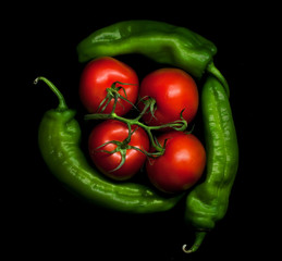 Tomatoes and green peppers