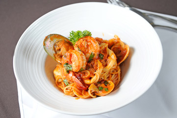 Spaghetti with seafood