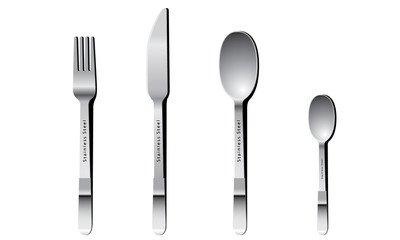 cutlery set with fork, knife and spoon