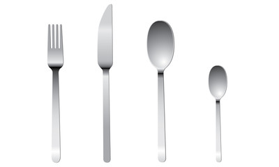 cutlery set with fork, knife and spoon