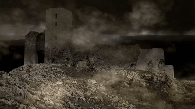 Castle,thunder,lighting and mist, AE background