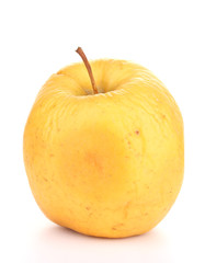 Yellow apple as problem skin concept isolated on white