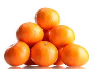 ripe tangerines isolated on white