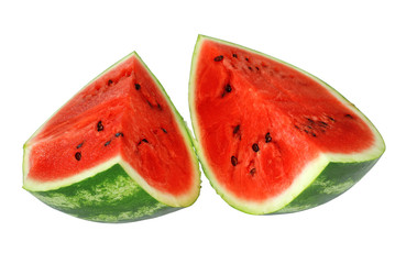 Fresh watermelon and slices isolated on a white background