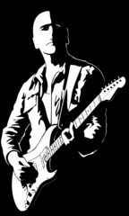 The vector image of the man with a guitar