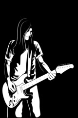 L& 39 image vectorielle de l& 39 homme avec une guitare