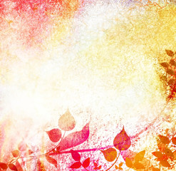 Sunny vintage leaves and nature background