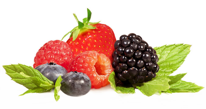 Soft fruit on a white background