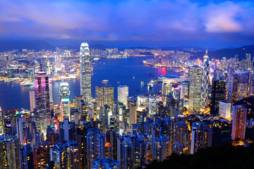 Fototapeta na wymiar Hong Kong w nocy