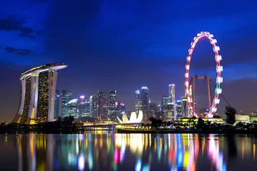 Foto op Aluminium Singapore city skyline at night © leungchopan