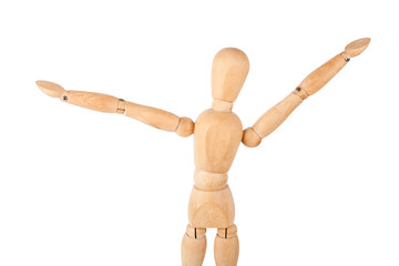 Wooden dummy with raised hands