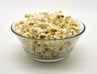 popcorn in glass bowl