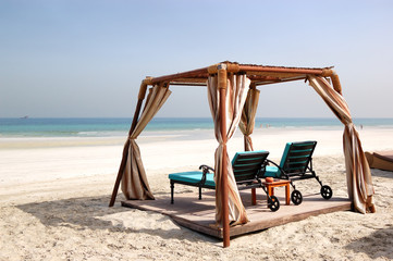 Hut on the beach of luxury hotel, Ajman, UAE