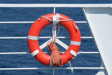 Life buoy on ferry