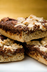 fresh baked chocolate brownie with nuts
