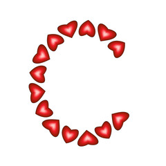 Letter C made of hearts