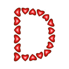 Letter D made of hearts