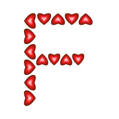 Letter F made of hearts