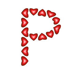 Letter P made of hearts