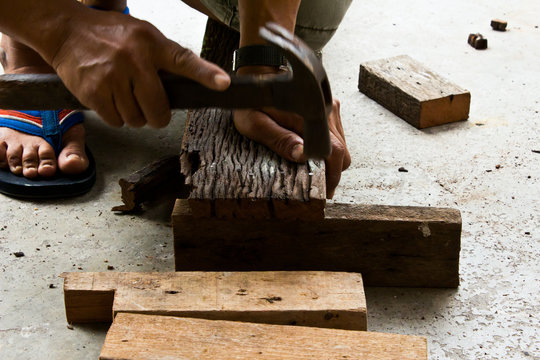 A carpenter at work.