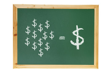 Blackboard with Dollar Signs