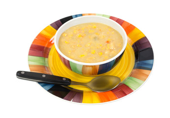 Large bowl of corn chowder