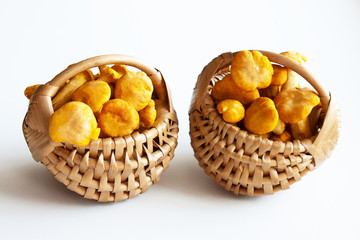 Лисички в плетенной корзине