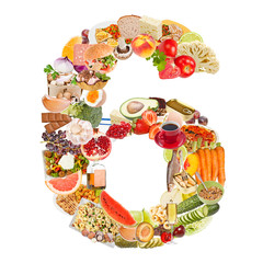 Number 6 made of food