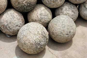 Canon balls made of granite rock