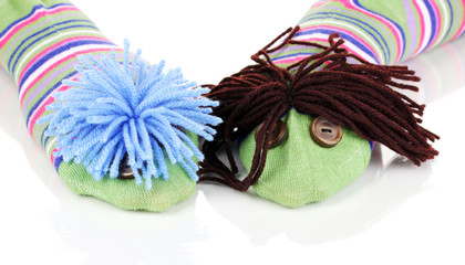 Cute sock puppets isolated on white